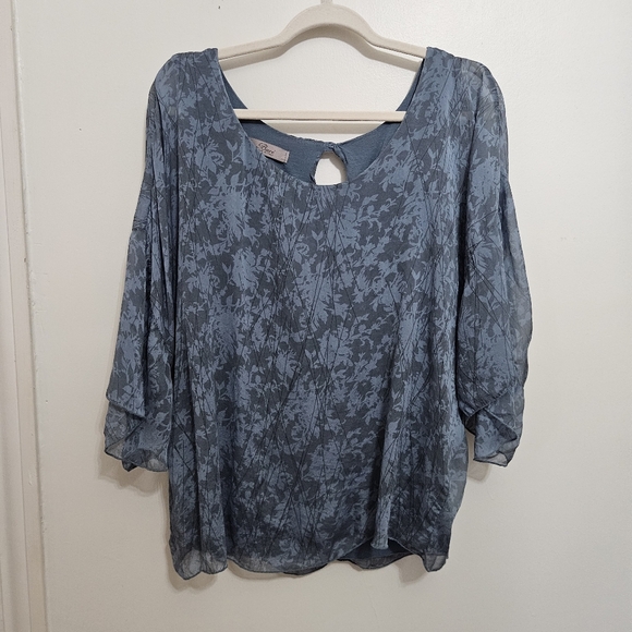 Baci L* Silk blend Beautiful Batwing tunic lined Blouse Top - Picture 1 of 7